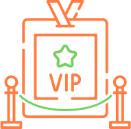 VIP-inngang med rød løper og stolper til nettcasinoet.