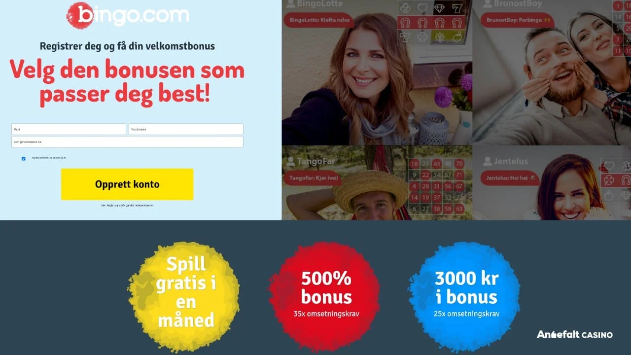 Bingo.com tre ulike velkomstbonuser