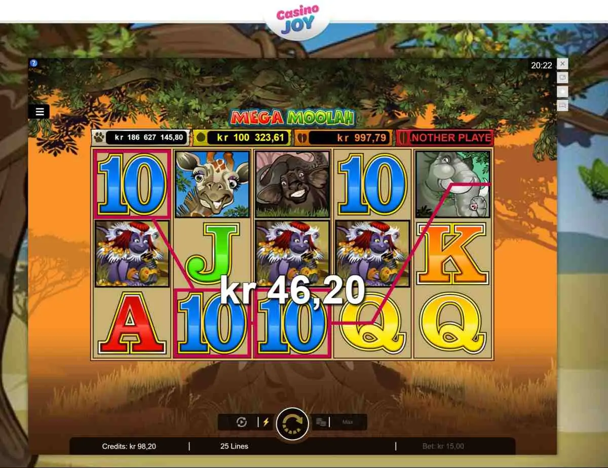 Mega Moolah på casino joy