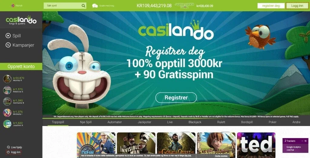 Casilando casino hjemmeside