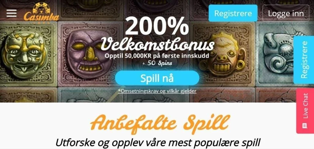 Casimba casino hjemmeside