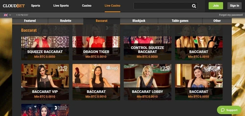 Cloudbet live casino