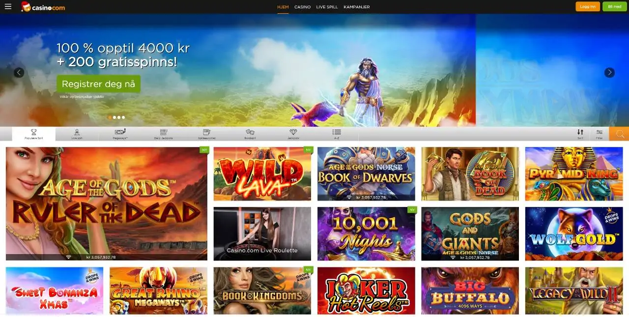 Casino.com hjemmeside