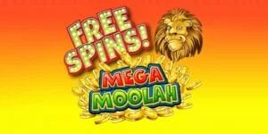 Mega Moolah-banner med teksten Free Spins
