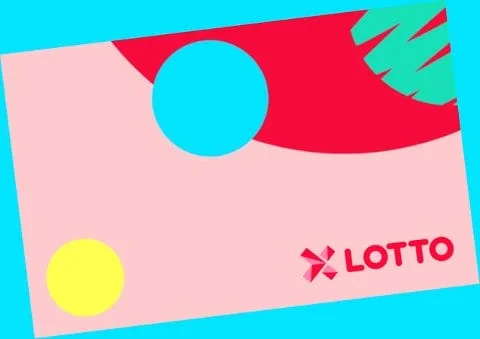 Grafikk med Lotto-logo på rosa og turkis bakgrunn