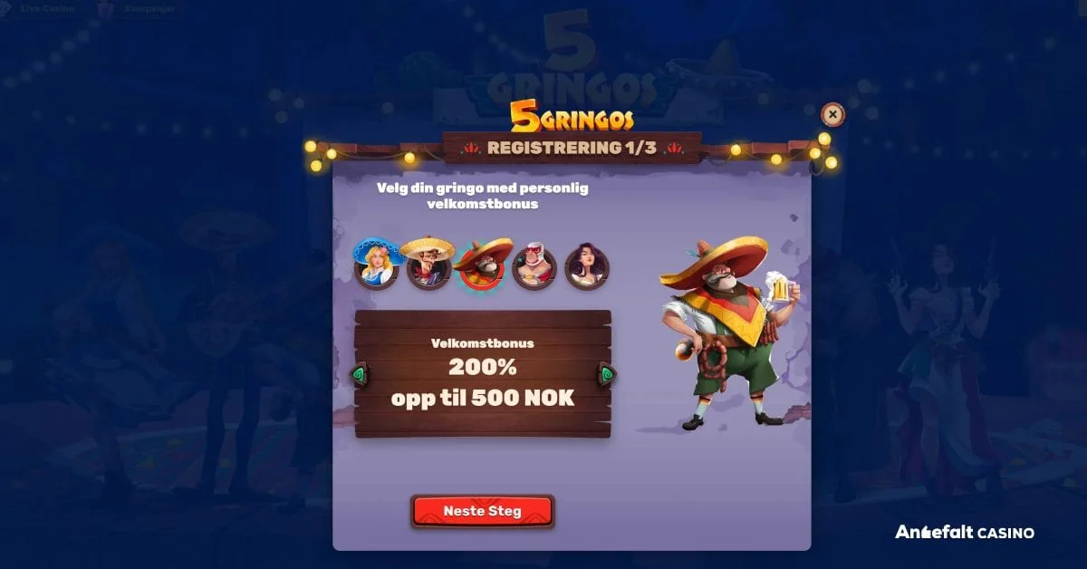 Registrer konto på 5gringos