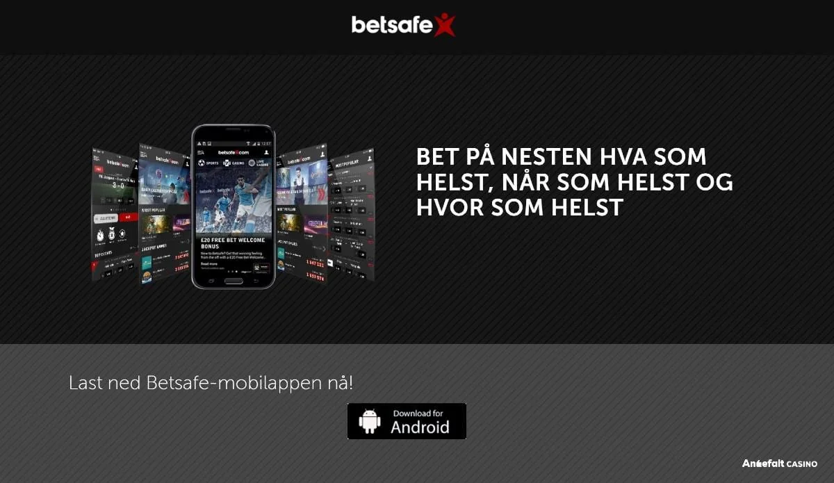 Betsafes appside med informasjon om Android-appen