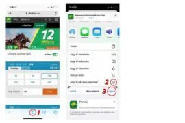 Mobilveiledning som viser hvordan Rikstoto legges til på startskjermen
