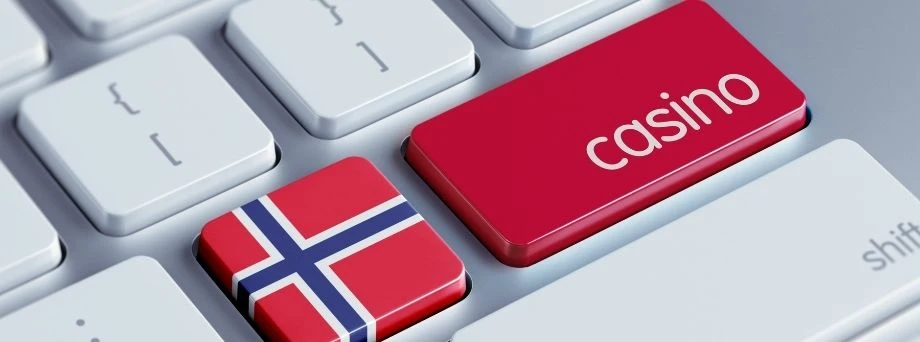 Tastatur med norsk flagg og en rød tast merket Casino