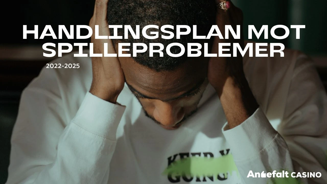Illustrasjon av Handlingsplan mot spilleproblemer 2022-2025 med en som holder hodet sitt