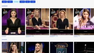 Bilde av live casino lobbyen til Slotti