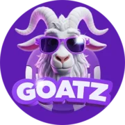 GOATZ-logo med en geit i lilla solbriller