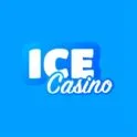 ICE Casino-logo i hvitt på blå bakgrunn